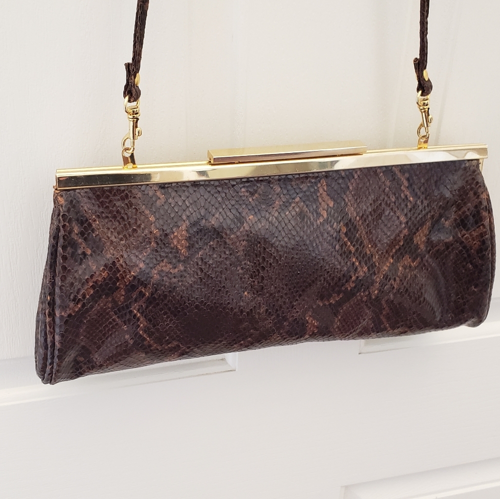 Leather snakeskin clutch purse/shoulder bag